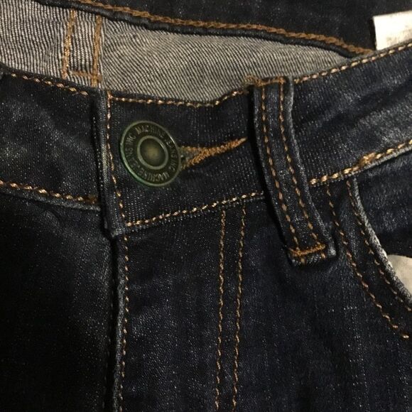 Machine Front Back Destroyed  Dark Wash High Waist Skinny Jeans 5 - Picture 4 of 4